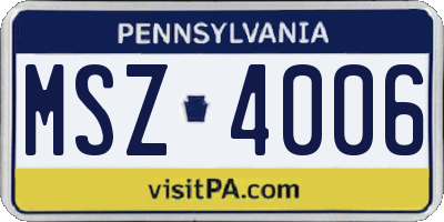 PA license plate MSZ4006