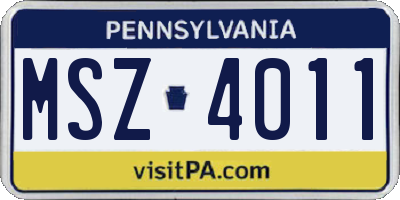 PA license plate MSZ4011