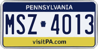 PA license plate MSZ4013
