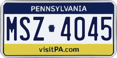 PA license plate MSZ4045
