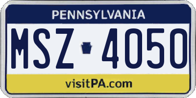PA license plate MSZ4050