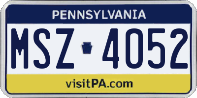 PA license plate MSZ4052