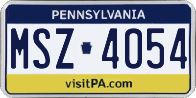 PA license plate MSZ4054