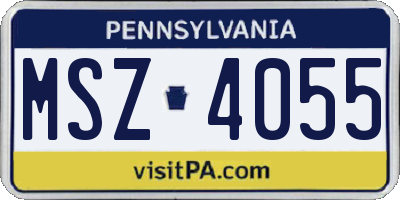 PA license plate MSZ4055