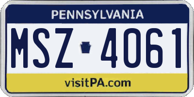 PA license plate MSZ4061