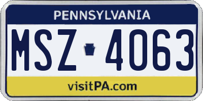 PA license plate MSZ4063