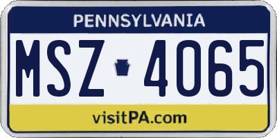 PA license plate MSZ4065