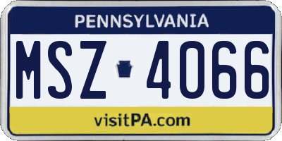 PA license plate MSZ4066