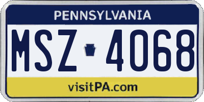 PA license plate MSZ4068