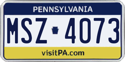 PA license plate MSZ4073