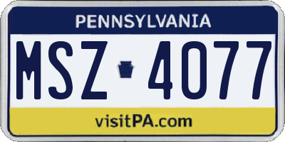 PA license plate MSZ4077