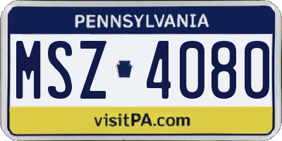 PA license plate MSZ4080