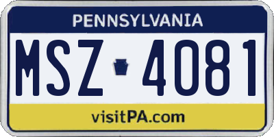 PA license plate MSZ4081