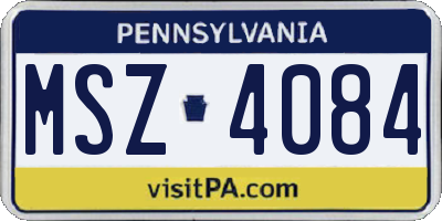 PA license plate MSZ4084