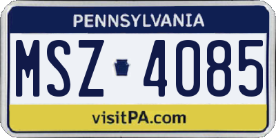PA license plate MSZ4085