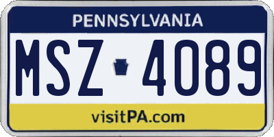 PA license plate MSZ4089