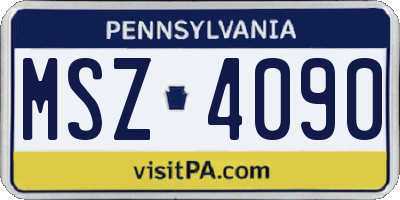 PA license plate MSZ4090