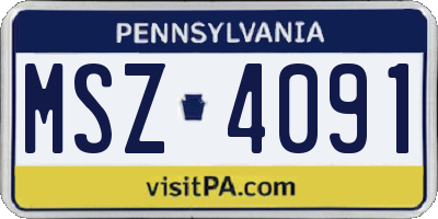 PA license plate MSZ4091