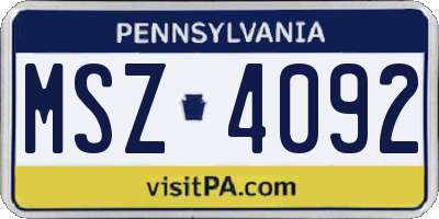 PA license plate MSZ4092