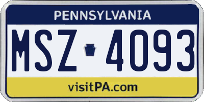 PA license plate MSZ4093