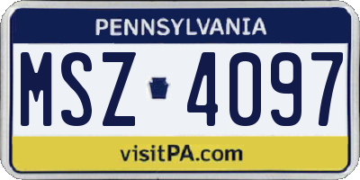 PA license plate MSZ4097