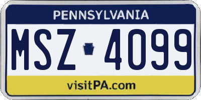 PA license plate MSZ4099