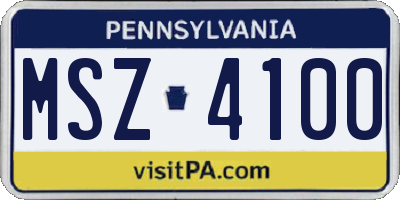 PA license plate MSZ4100
