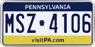 PA license plate MSZ4106