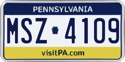PA license plate MSZ4109