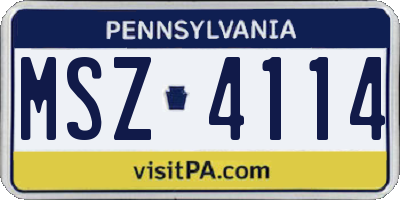 PA license plate MSZ4114