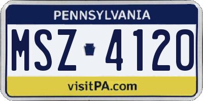 PA license plate MSZ4120