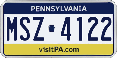 PA license plate MSZ4122