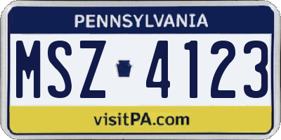 PA license plate MSZ4123