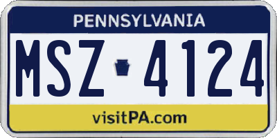 PA license plate MSZ4124