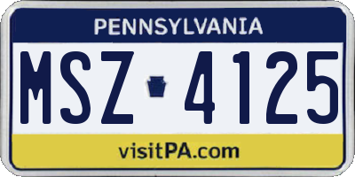 PA license plate MSZ4125