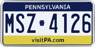 PA license plate MSZ4126