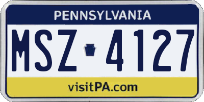 PA license plate MSZ4127