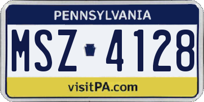 PA license plate MSZ4128