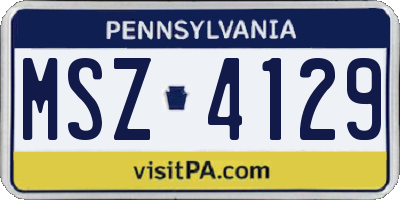 PA license plate MSZ4129