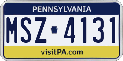 PA license plate MSZ4131