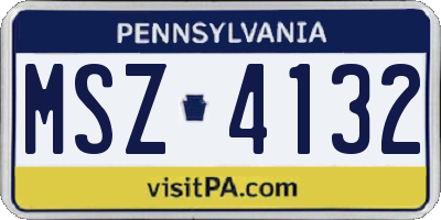 PA license plate MSZ4132