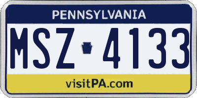 PA license plate MSZ4133
