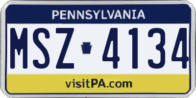 PA license plate MSZ4134