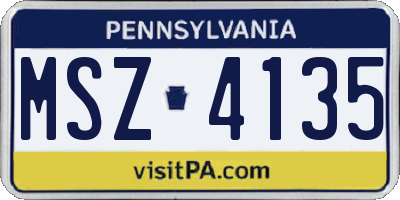PA license plate MSZ4135
