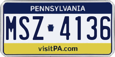 PA license plate MSZ4136
