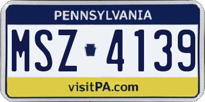 PA license plate MSZ4139