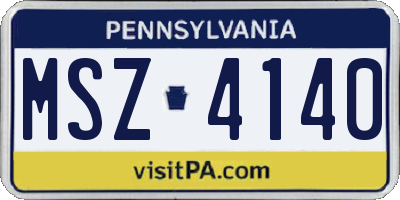 PA license plate MSZ4140