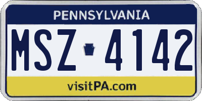 PA license plate MSZ4142