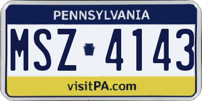 PA license plate MSZ4143