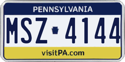 PA license plate MSZ4144